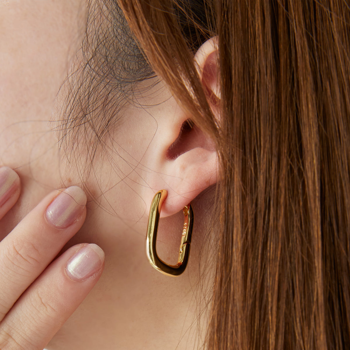 S925 スクエアフープピアス