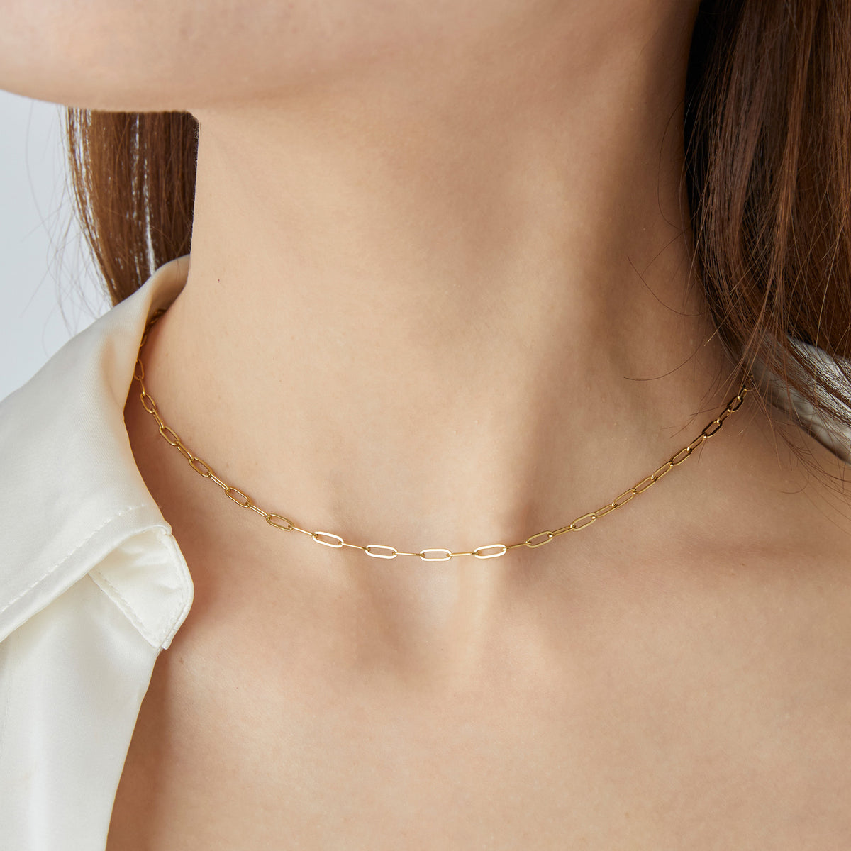 316L フラットオーバルチェーンネックレス