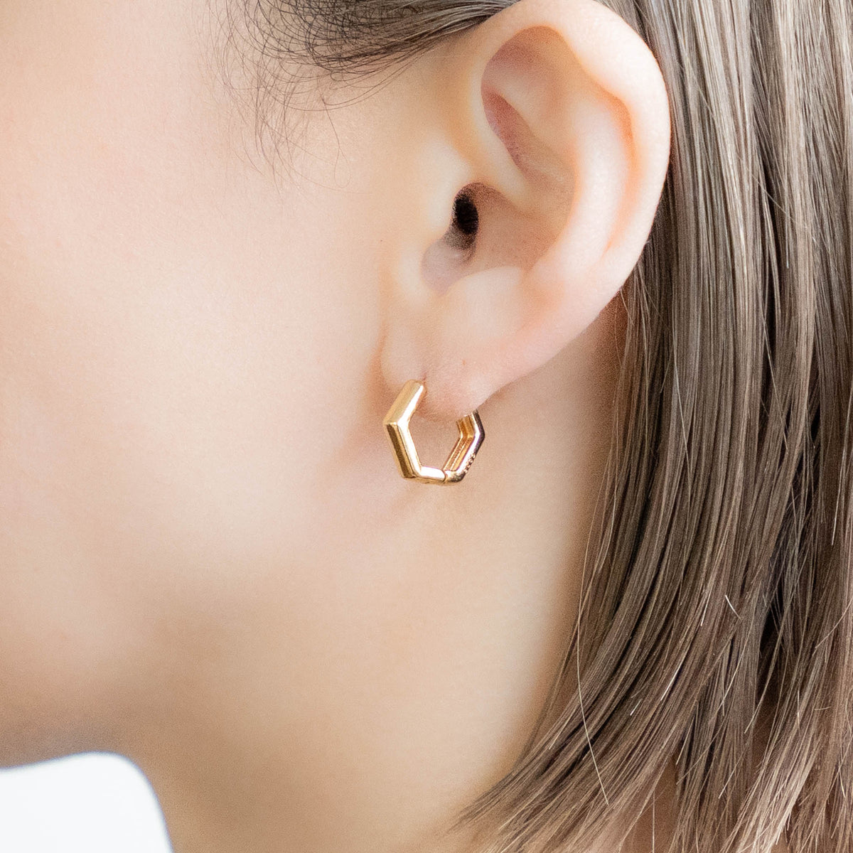 S925 ヘキサゴンフープピアス