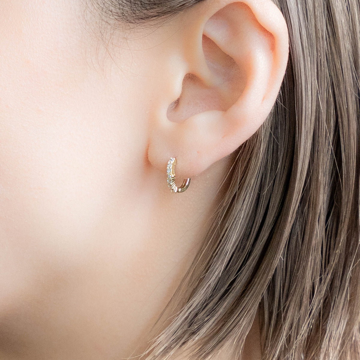 S925 クリアストーンフープピアス