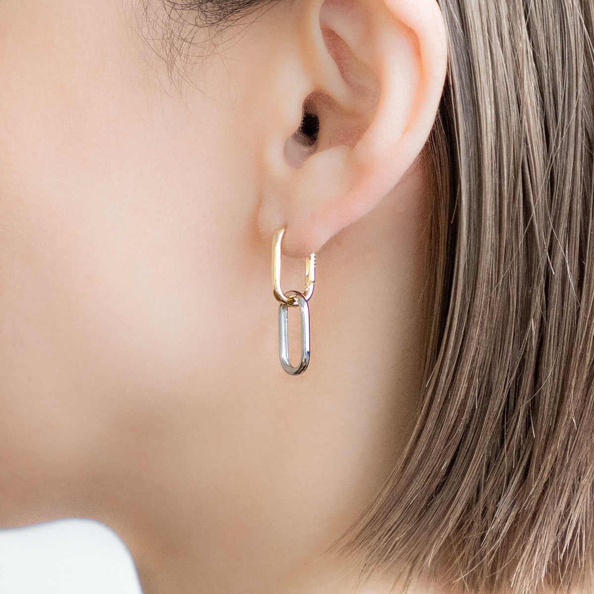 S925 スクエアダブルフープピアス