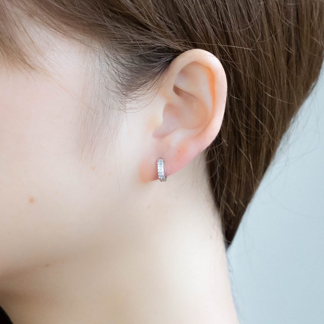 S925 ジルコニアフープピアス
