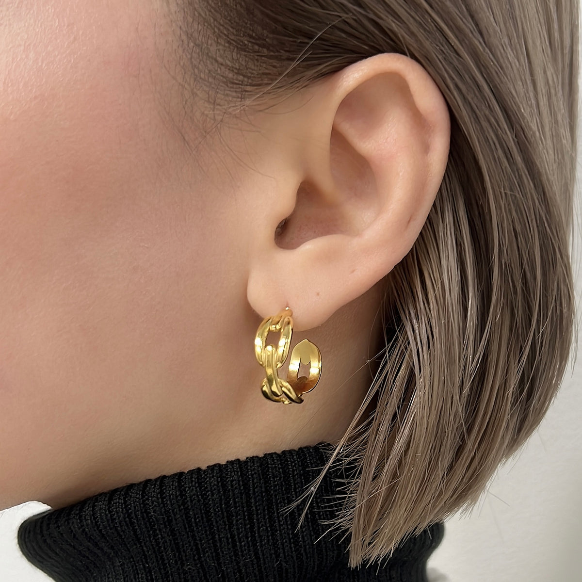 316L チェーンフープピアス